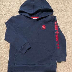 Carhartt Kids Dark Blue Hoodie with Red Logo